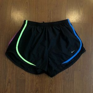 Black and multicolored trim Nike tempo shorts